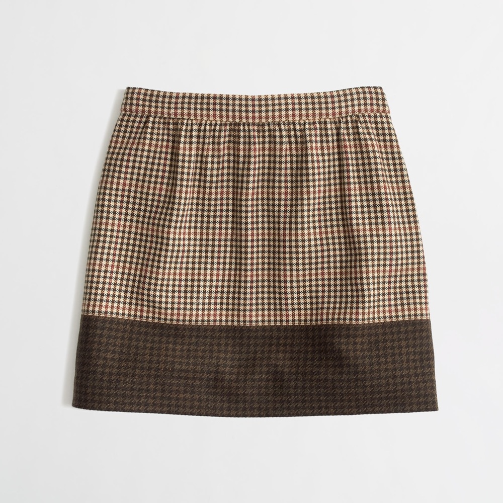 J. Crew Plaid Colorblock Skirt